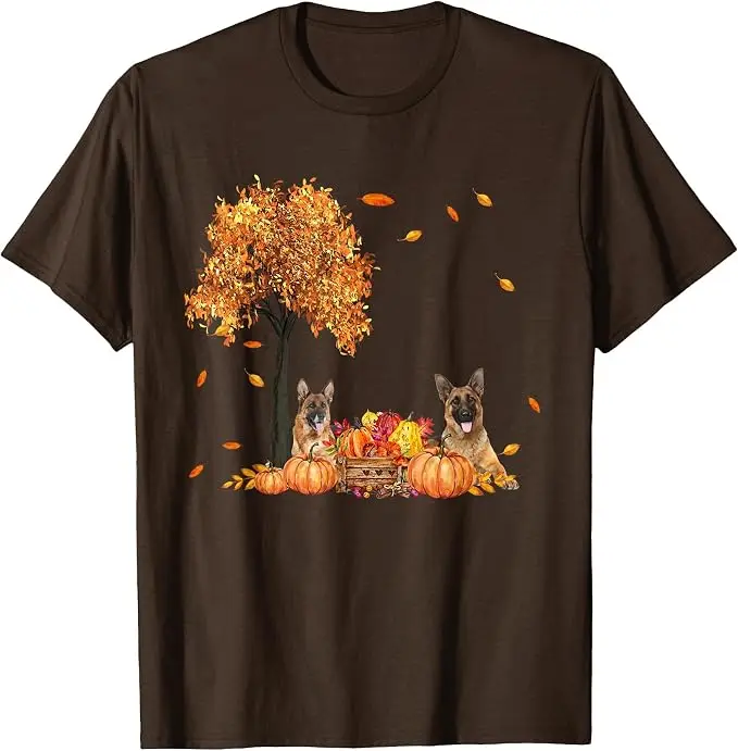 Deutscher Schäferhund Herbstblatt Herbst Hund Thanksgiving Halloween T-Shirt Y2k Hundeliebhaber Ästhetische Kleidung Neuheit Geschenk Weiches Baumwoll-T-Shirt – Detail 13