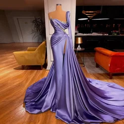 Elegant Women Evening Dresses Single Shoulder Sleeve Mermaid Prom Gowns Princess Cocktail Party Vestidos Para Mujer Customized