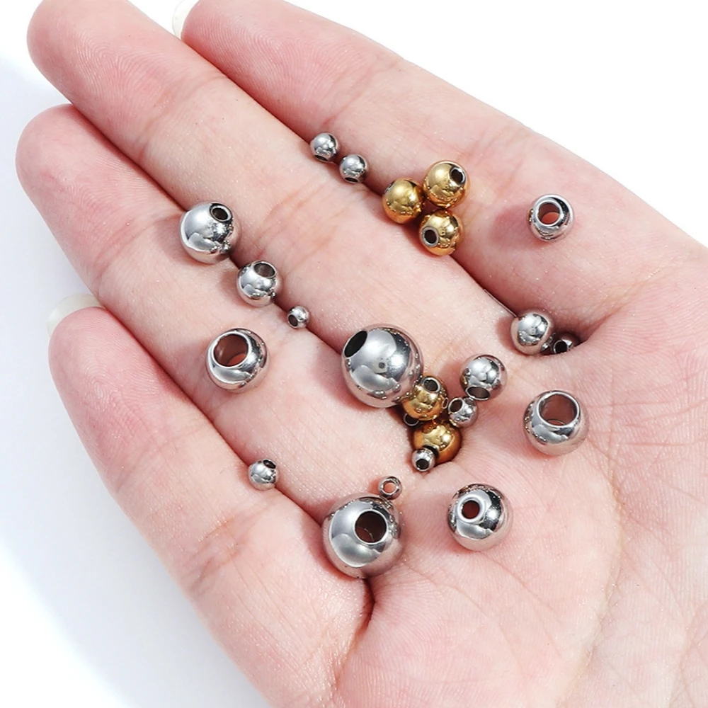 2-8mm Edelstahlperlen, runde lose Abstandsperlen mit Loch für DIY-Bastelarbeiten, Geschenkdekoration, Zubehör für Kleidung. – Detail 5