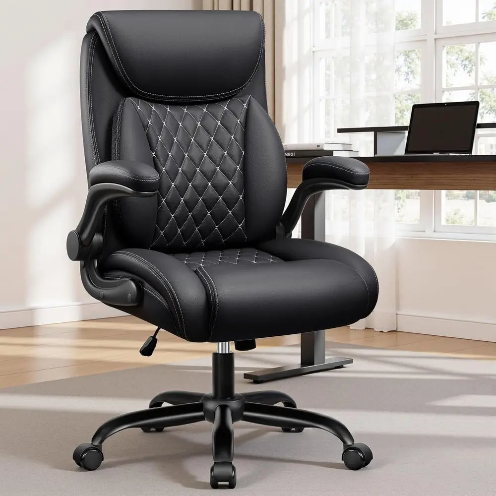 Oice Chair, Ergonomic Computer Desk Chairs with Lumbar Support or Lower Back Pain Relie, Executive Leather Home Chair Comy with