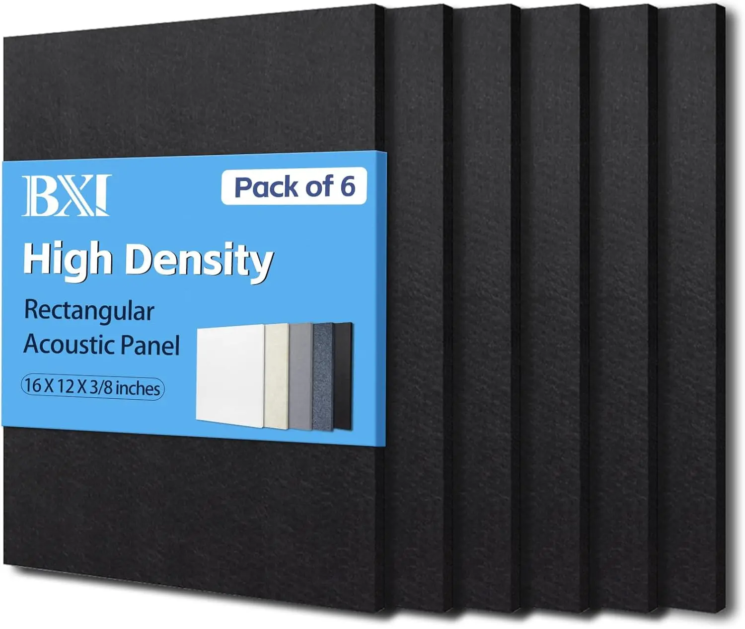 6 Pack High Density Acoustic Panels, 16x12x3/8 Inches, Reduce Echo and Reverb for Wall and Ceiling Treatment
