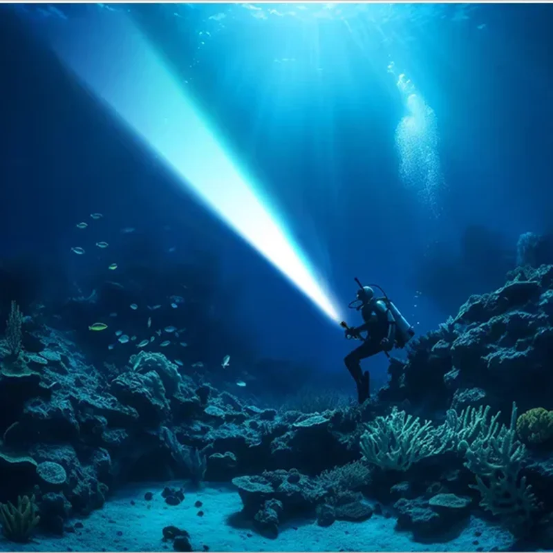 Super Bright Scuba Diving Flashlight 990000000LM LED Professional Deep Diving Torch  500M Underwater IPX8 Waterproof