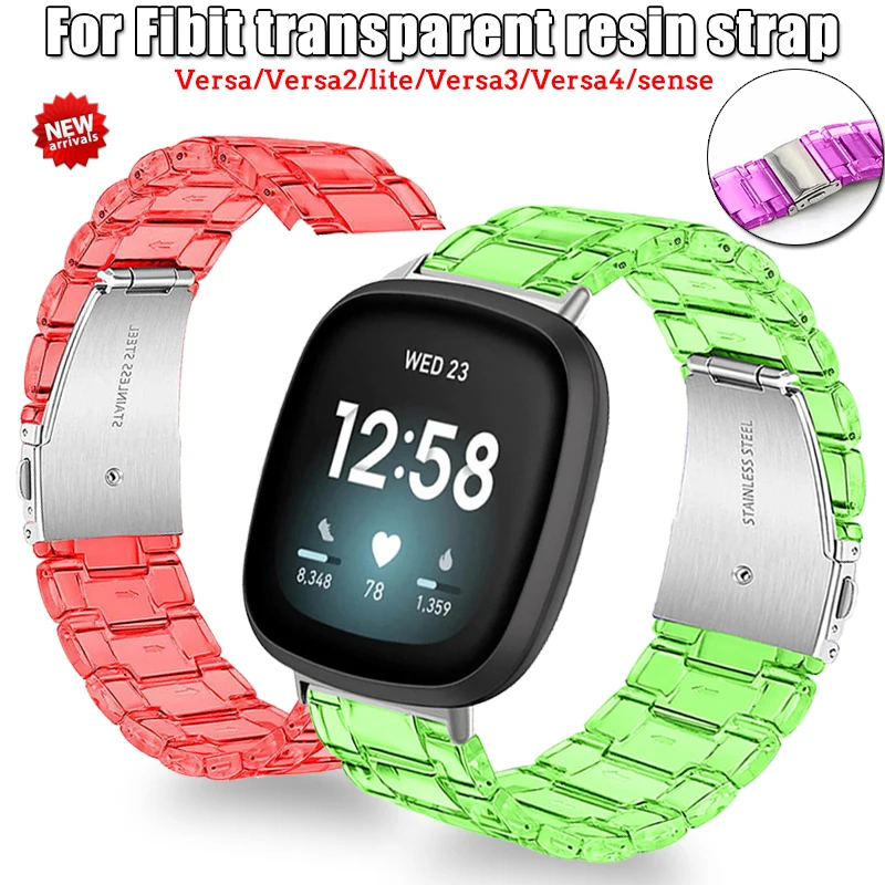 Newest Transparent Resin Strap for Fitbit  Versa 3 4 Lite Sense for Fitbit Versa2 Smartwatch Bracelet Watchband Accessories