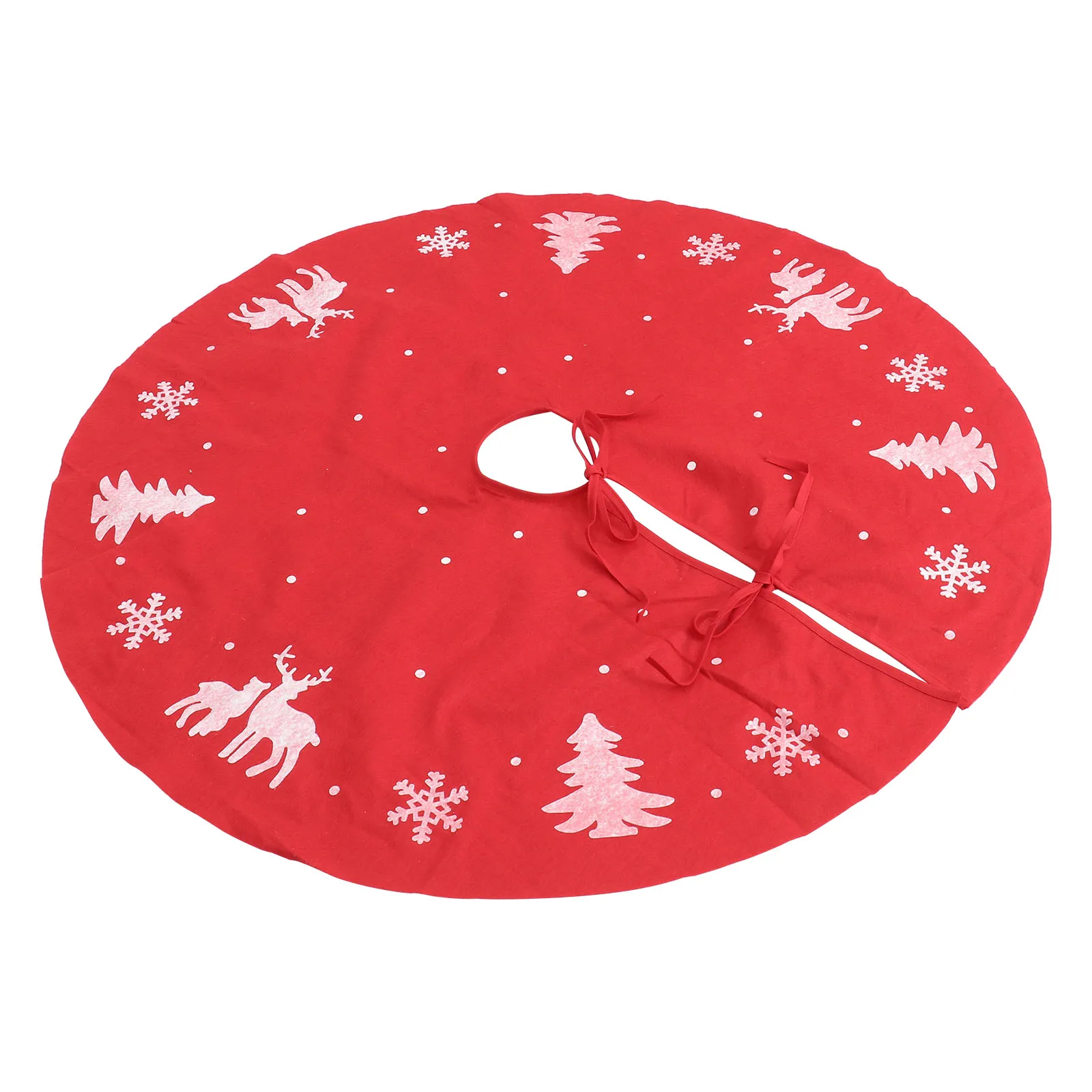 

1pc Christmas Tree Skirt Wool Knitting Deer Pattern Floor Mat Party Decor Red Wine Xmas Tree Dress Traditional Accessories