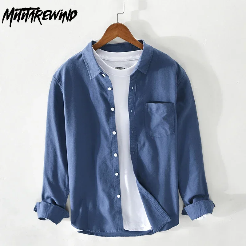 

Spring Summer Men Basic Shirt Daily Casual Long Sleeve Man Shirts Soft Comfort Oxford Pure Cotton Shirts Simple Tops Versatile