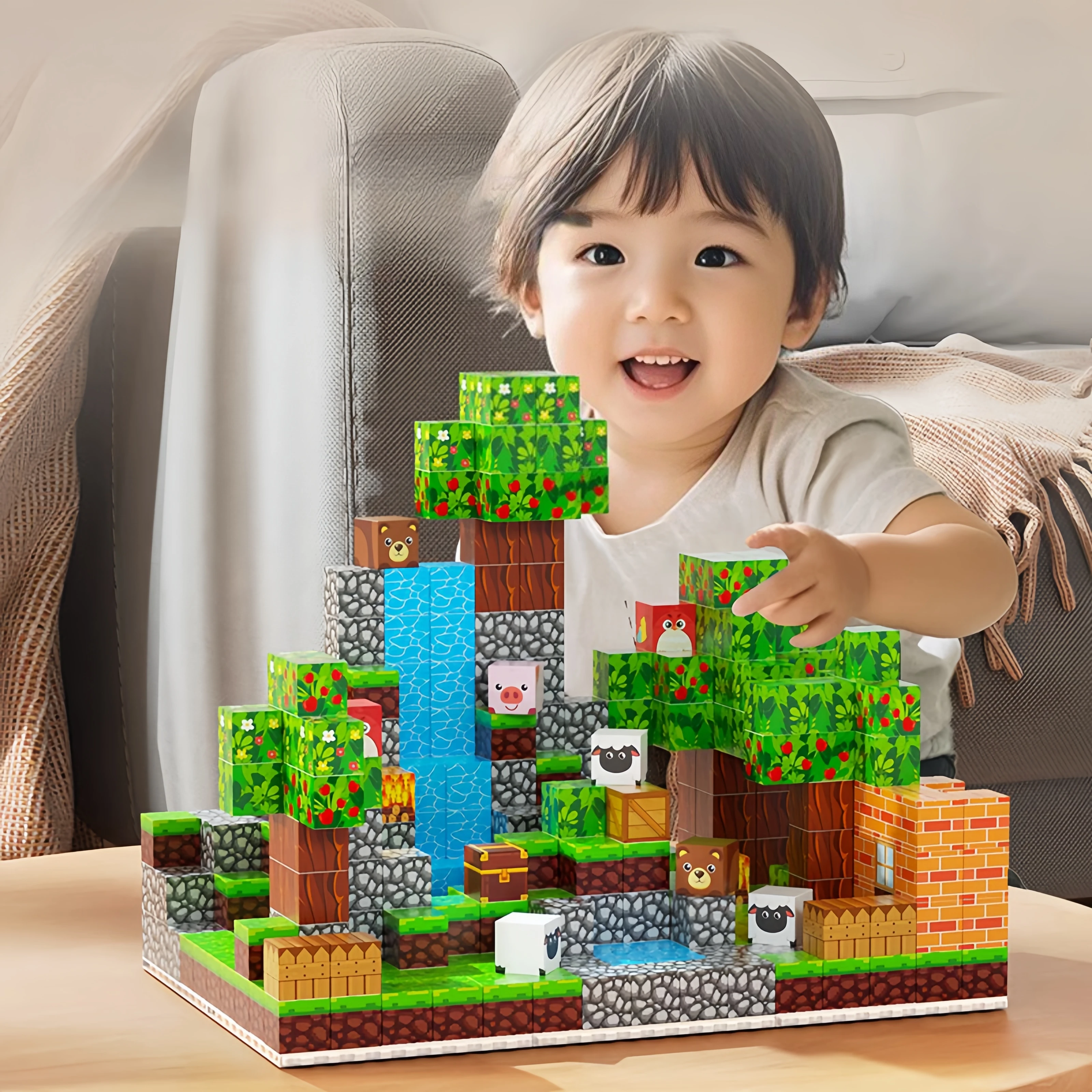 Magnetyczne klocki konstrukcyjne: zestaw magnetycznych klocków konstrukcyjnych 52/117 elementów, zabawka-łamigłówka 3D DIY, zabawka sensoryczna edukacyjna STEM dla dzieci, prezent na urodziny