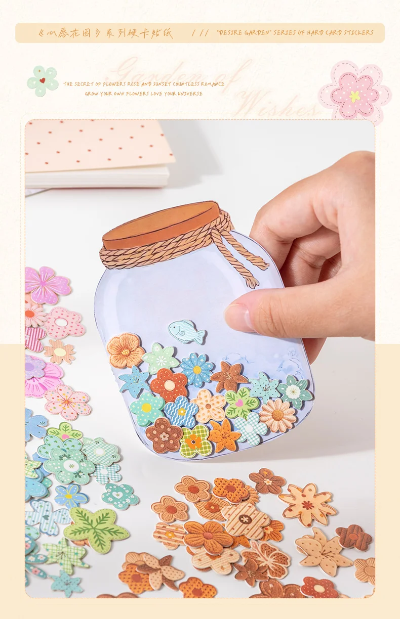 Journal GO Mini Flower Hard Card Sticker Set 90 Sheets of Floral & Plaid Patterns for Journaling Scrapbooking and DIY Crafts