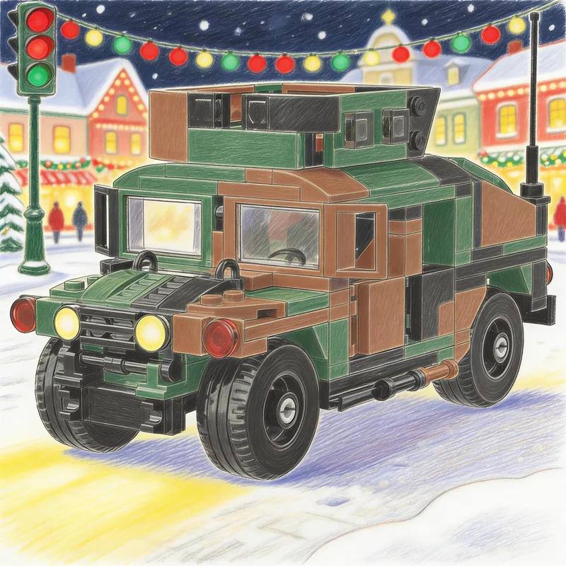 309pcs MOC Cars Humvee Woodland Model Building Blocks Christmas Gift 3D Birthday Craft Collection Assemble Creative Art Display