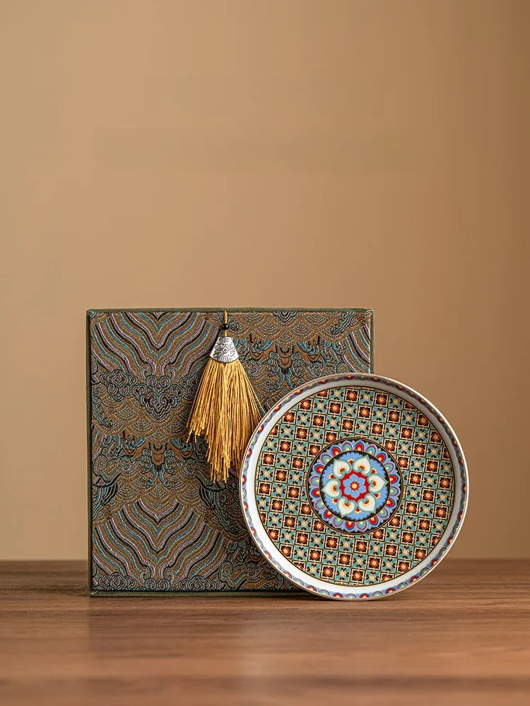 

Exquisite Large Beautiful Dunhuang Silver Tea Set Accessories High End Pot Mat Tea Tray Gongfu Tea Utensils Ceramic Tea Table...