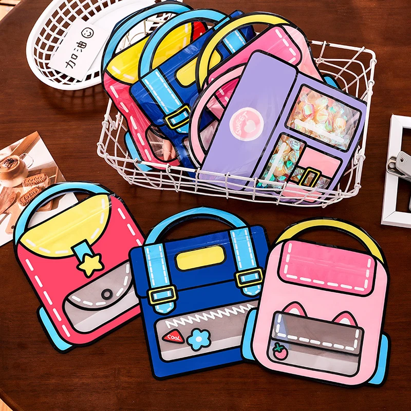 TETP 50Pcs Schoolbag Shape Bags Birthday Party Children's Day Gift Cookies Candy Snack Packaging Decoration For Small Business