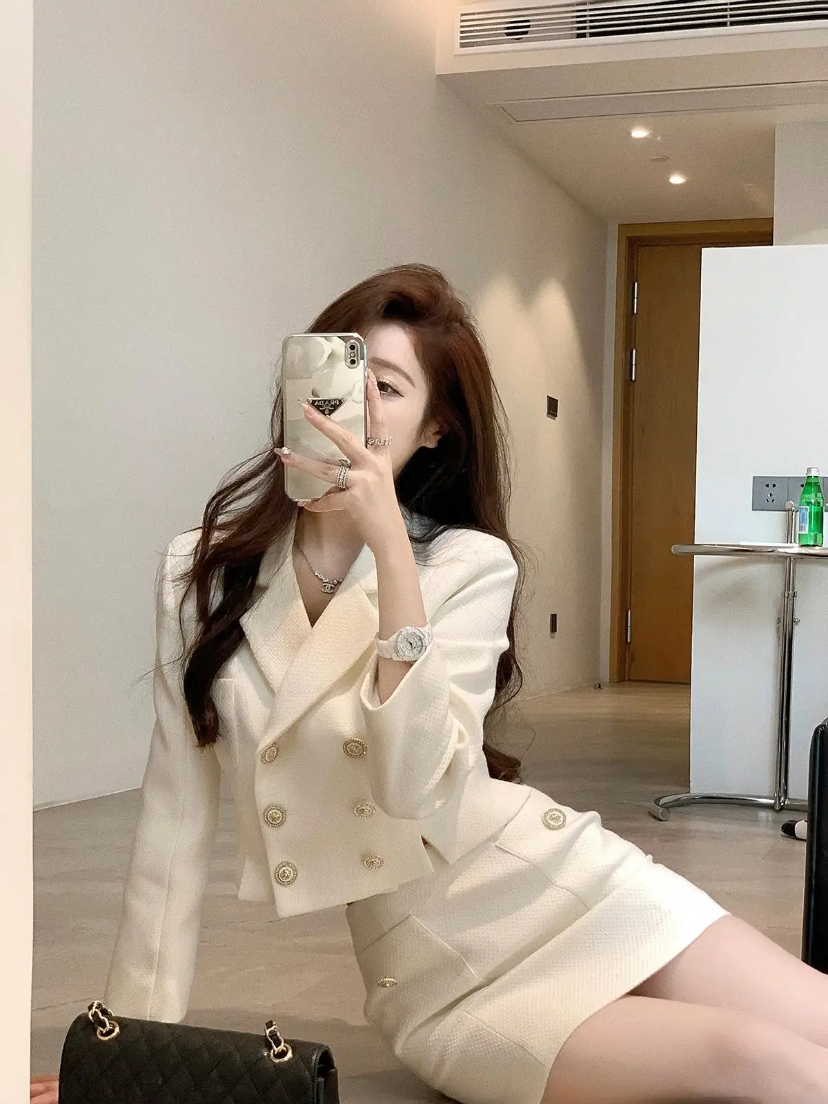 

Модный комплект Little Fraance Sle, осень 2024, новый женский костюм, дэт с запахом вокруг юбки, комплект из двух предметов, костюм для косплея