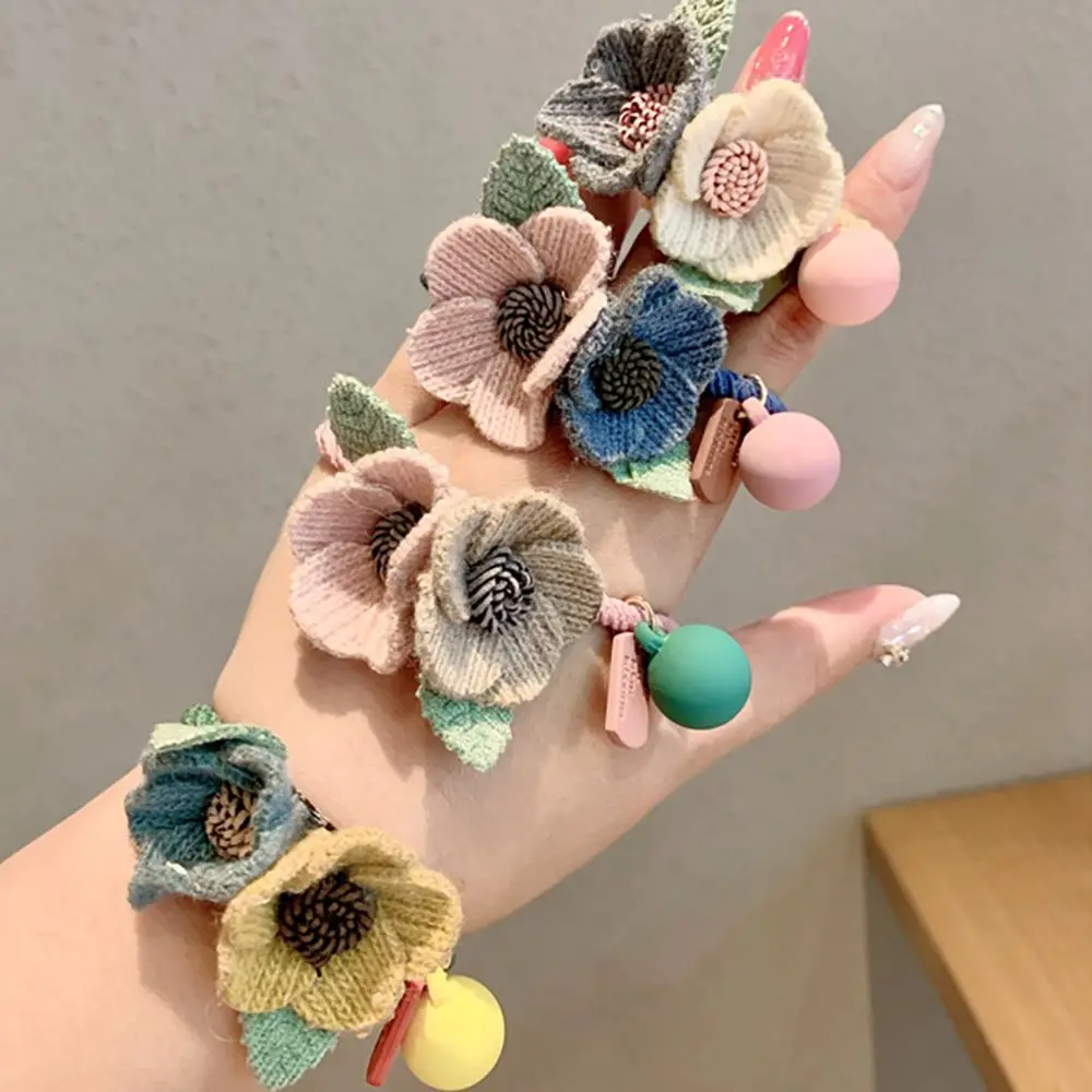 Simple Cute Women Elastic Wool Flowers Rubber Band Hair Bands Headband Scrunchie