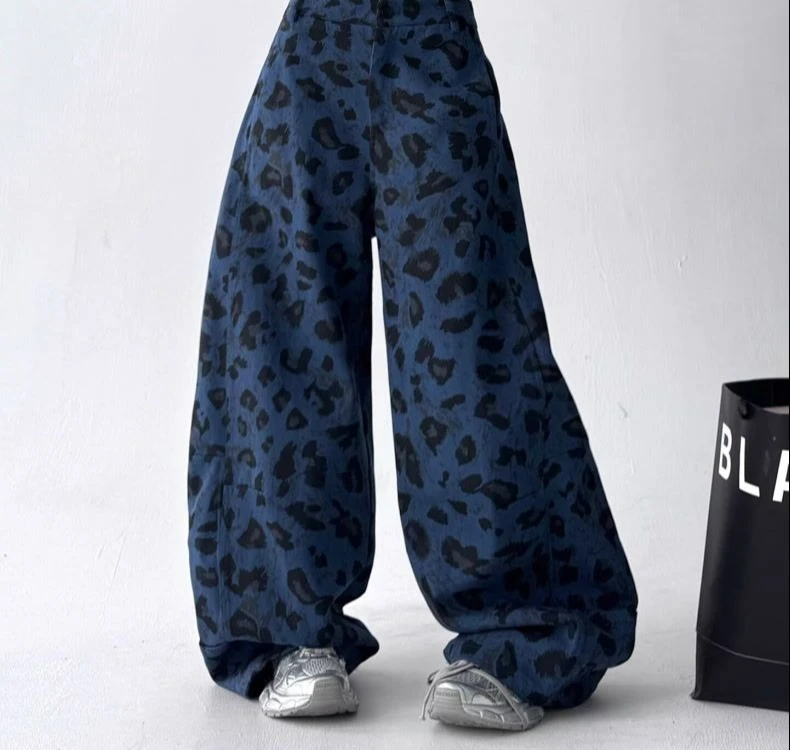 2026 New Autumn Camouflage Straight Loose Wide-leg Pants High Street Casual Jeans