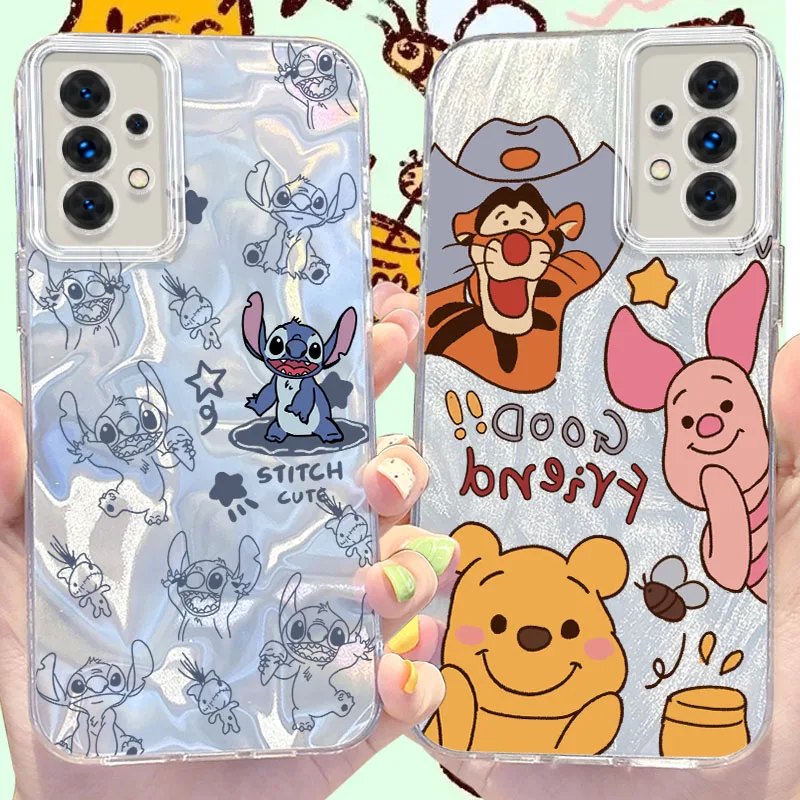 Disney Stitch Winnie Case for Samsung Galaxy S24 S23 Ultra Plus S21 FE A73 A72 A71 A54 A53 A52 A51 A50 A34 A33 A32 4G 5G Cover