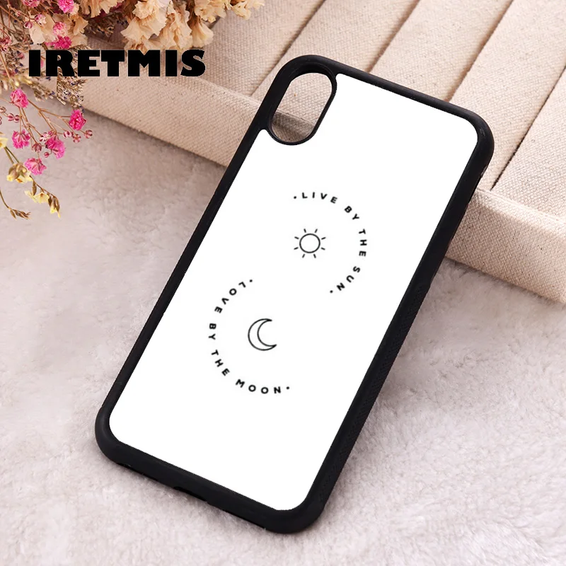 Iretmis Phone Cover Case For iPhone X XS Max XR 11 12 13 PRO MINI 14 15 16 Plus Rubber Silicone White Sun And Moon