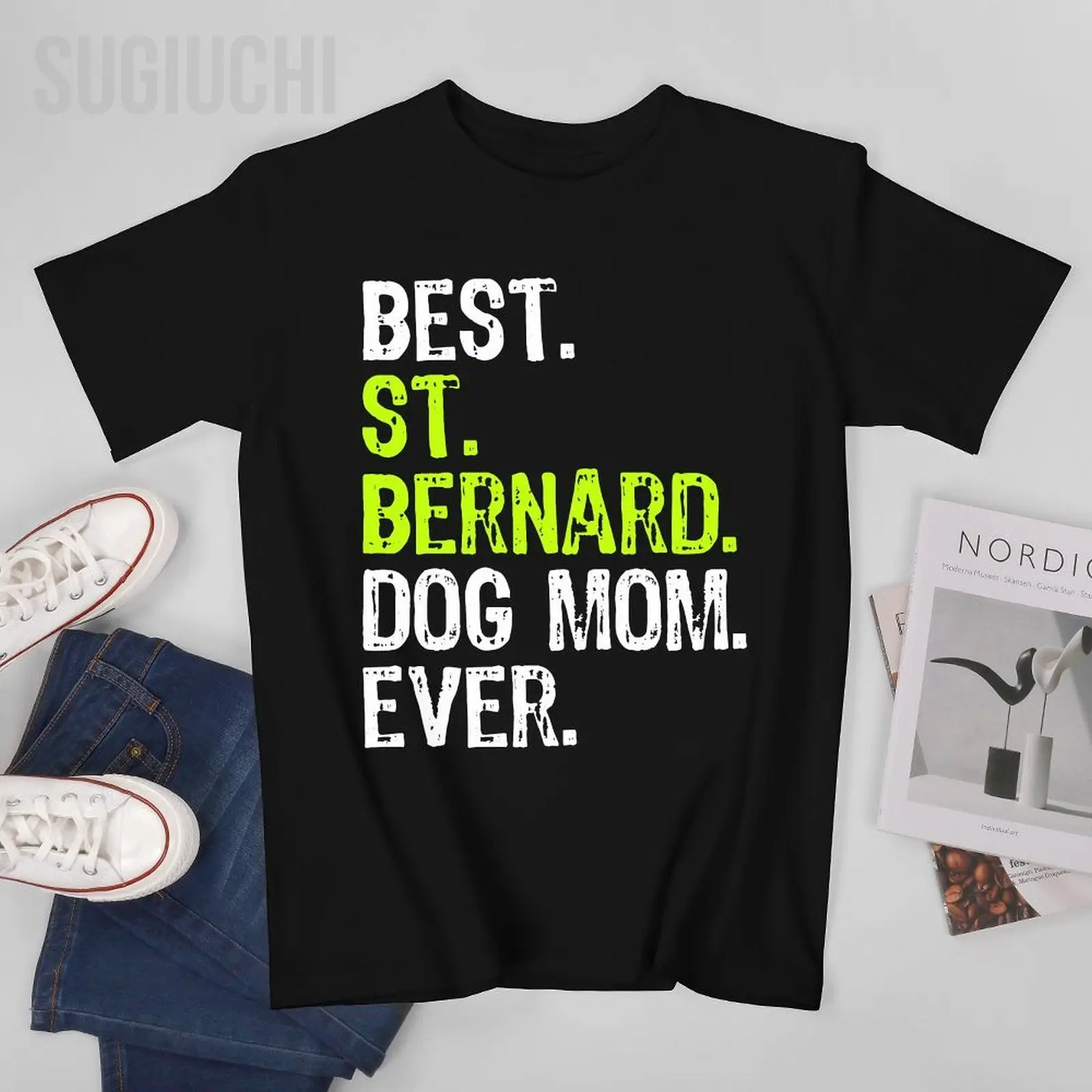 Мужчины-унисекс Best Saint Bernard Dog MOM. Футболка EVER, футболки, футболки для женщин и мальчиков, футболка из 100% хлопка