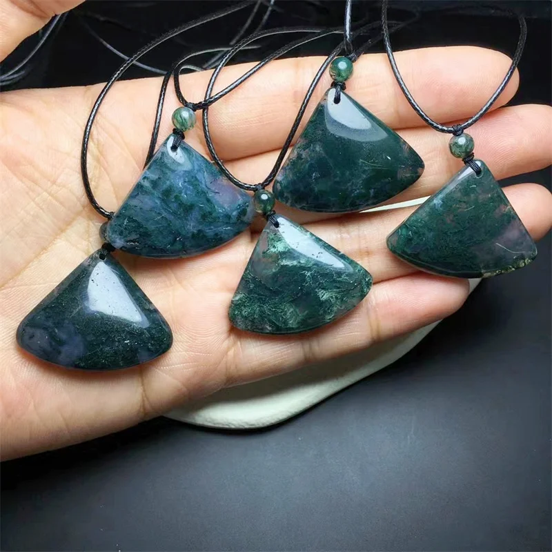 Natural Moss Agate Gingkgo Pendant  Fashion Delicacy Gemston  Jewelry Christmas Gift For Women Man 1Pcs