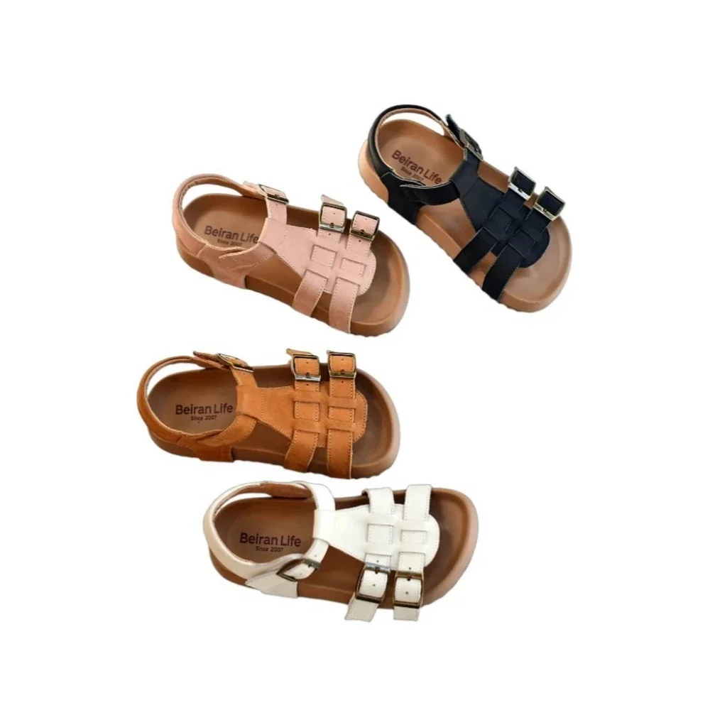 Genuine Leather Soft Soled Girls Beach Shoes Summer High Quality Cowhide Baby Boys Sandals Non-slip Children's Shoes