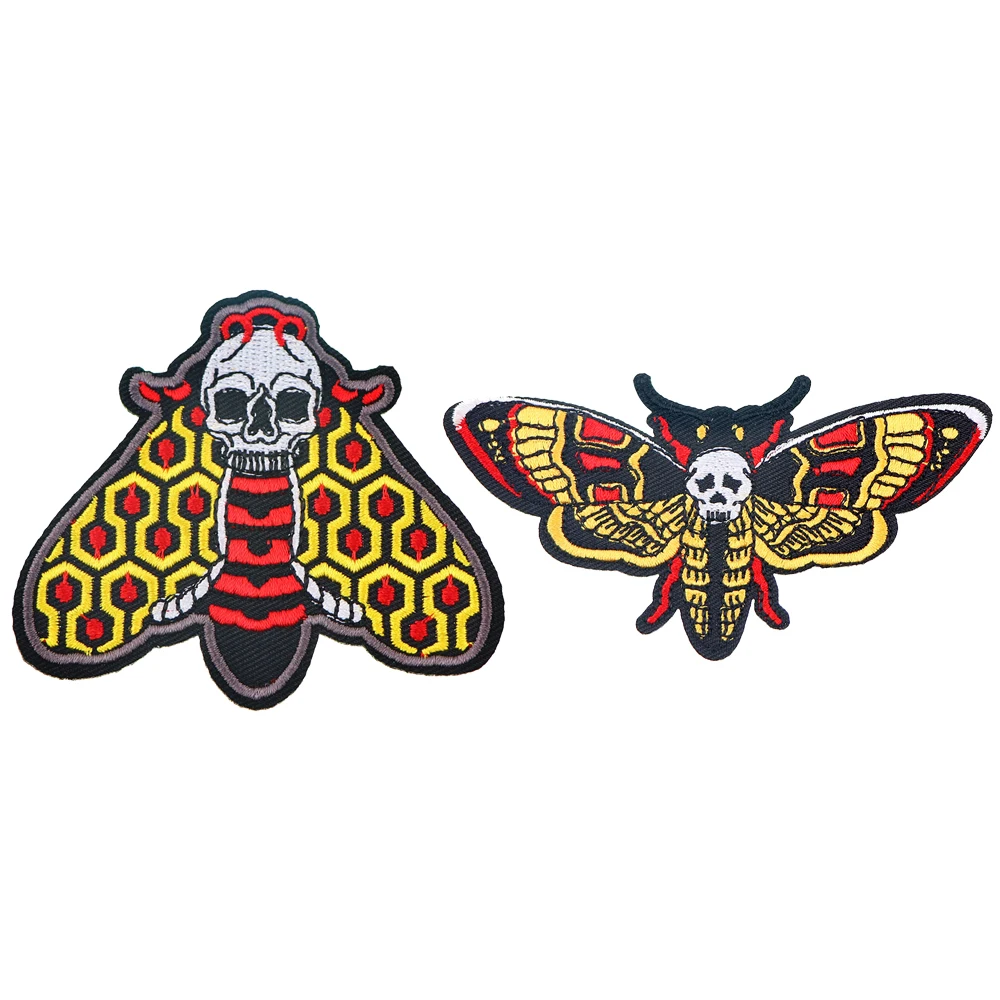 Classic Horror Movie Moths Iron On Patch Sewing On Patches Embroidered Applique Clothes Apparel Badges Halloween Accessories