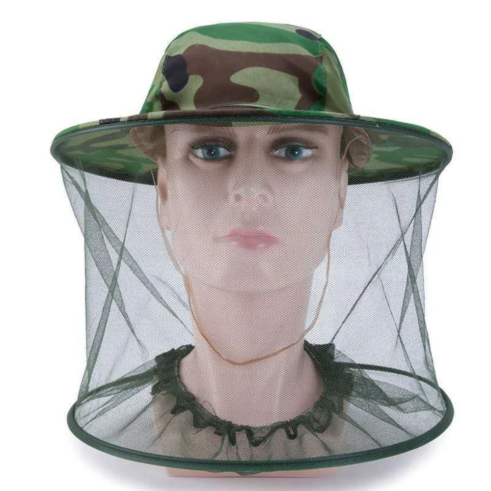 Mosquito Prevention Gauze Hat Hot Camo Green Camouflage Sun Hat Camo Yellow 58cm Head Circumference Beekeeping Hat Travel