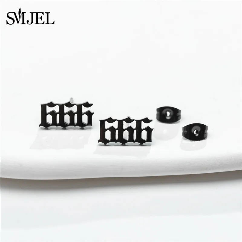 Gold Stainless Steel Angel Number Earrings 111 222 333 444 555 666 777 888 999 Devil Ear Studs Minimalist Jewelry Best Gifts