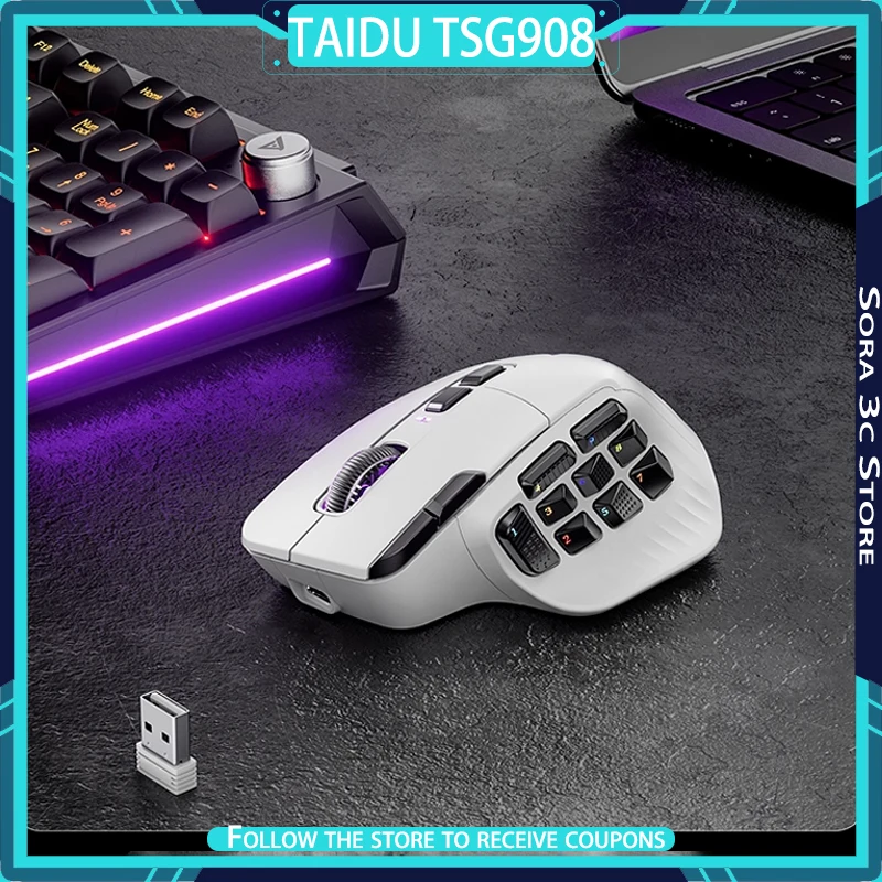 

TAIDU TSG908 Pro Multi Side Key Mouse Macro Driver Custom Button Efficient Office Work Long Battery Life Game Office Mouse Gift