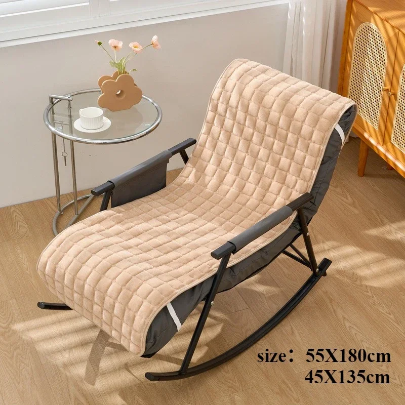 yesAutumn and Winter Fleece Thickened Flannel Recliner Cushion Household Rocking Chair Backrest Office Thermal Seat Cushion 6