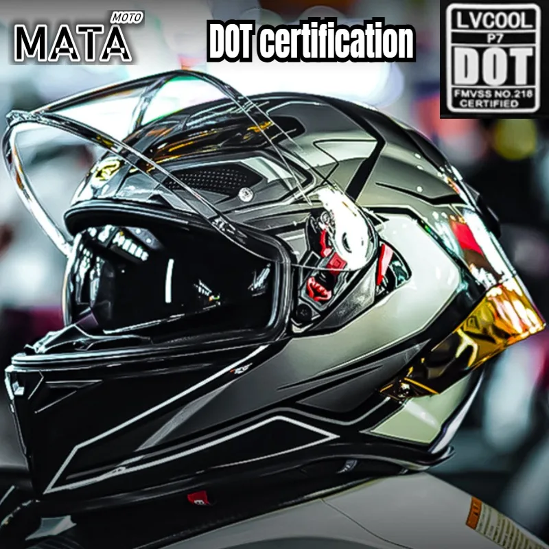 

HOT P7 Suitable for Big Head Full Face Motorcycle Helmet Motocross Racing Helmets Moto Adult Motorbike Street Touring Riding DOT