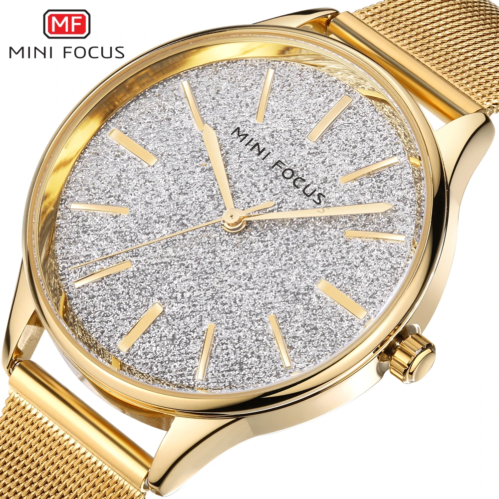 Latest MINI FOCUS MF0044L Simple Luxury Women Watch Rose Gold Milanese Mesh Steel Band Waterproof Japan Movement Quartz Watches
