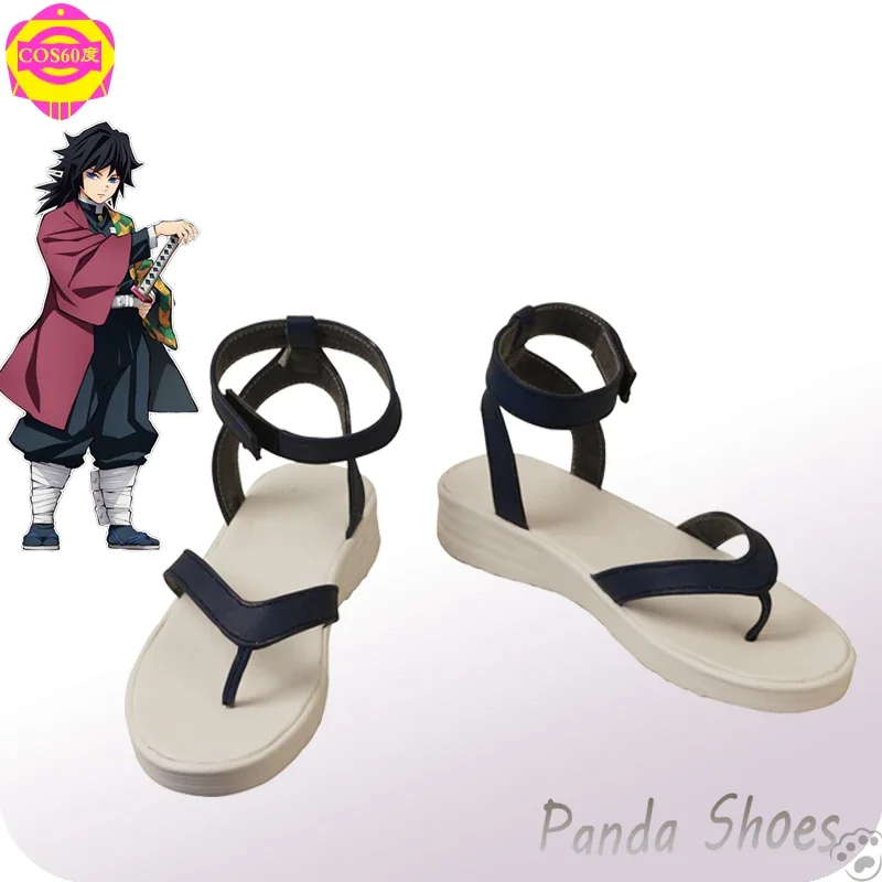 Anime Tomioka Giyuu Cosplay Shoes Anime Character Clogs Blue Boots Comic Cosplay Costume Prop Shoes for Halloween