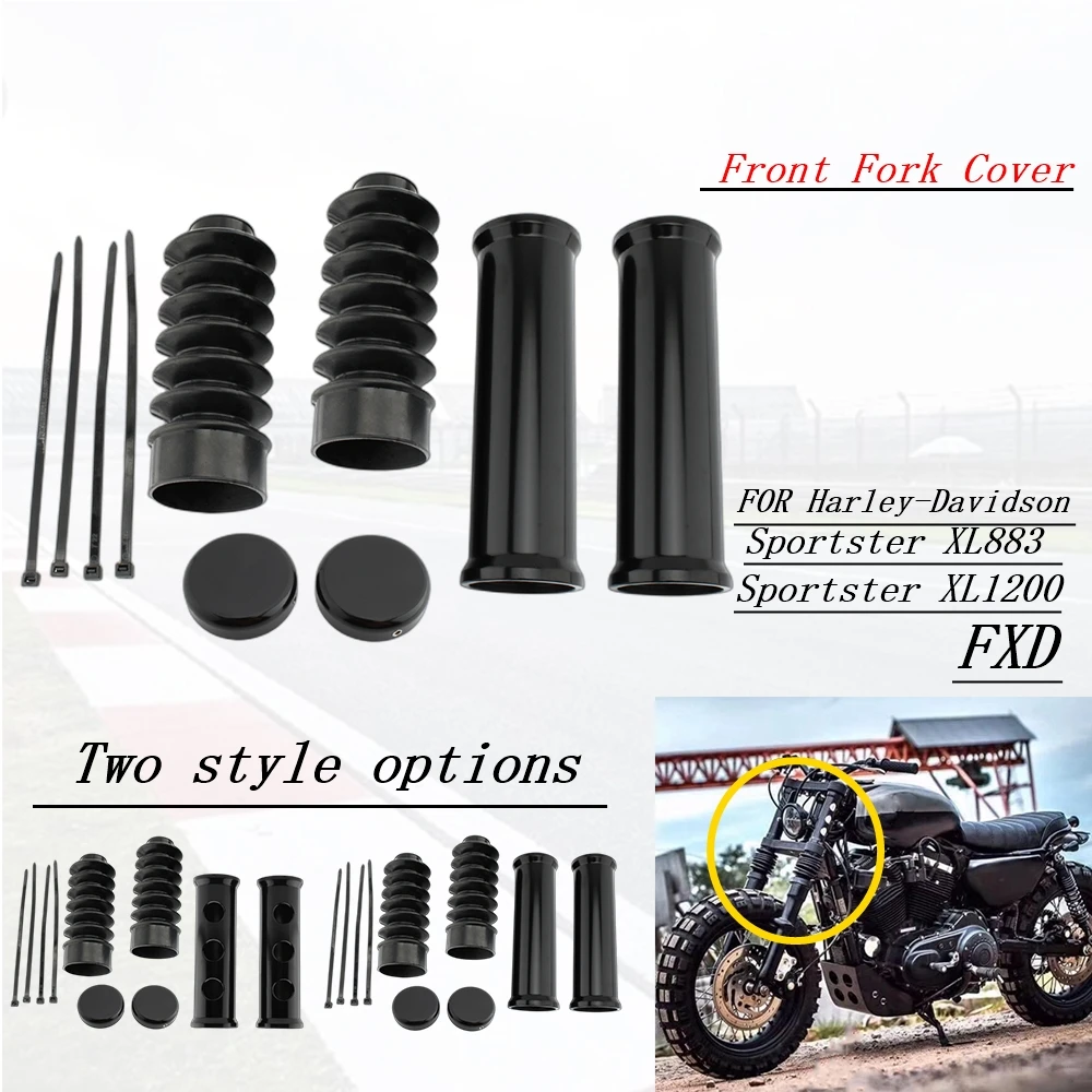 For Harley Davidson Sportster XL883 XL1200 1988-2013 FXD 1995-2005 Front Fork Cover Motorcycle Protector Gaiters Boot Shock Dust