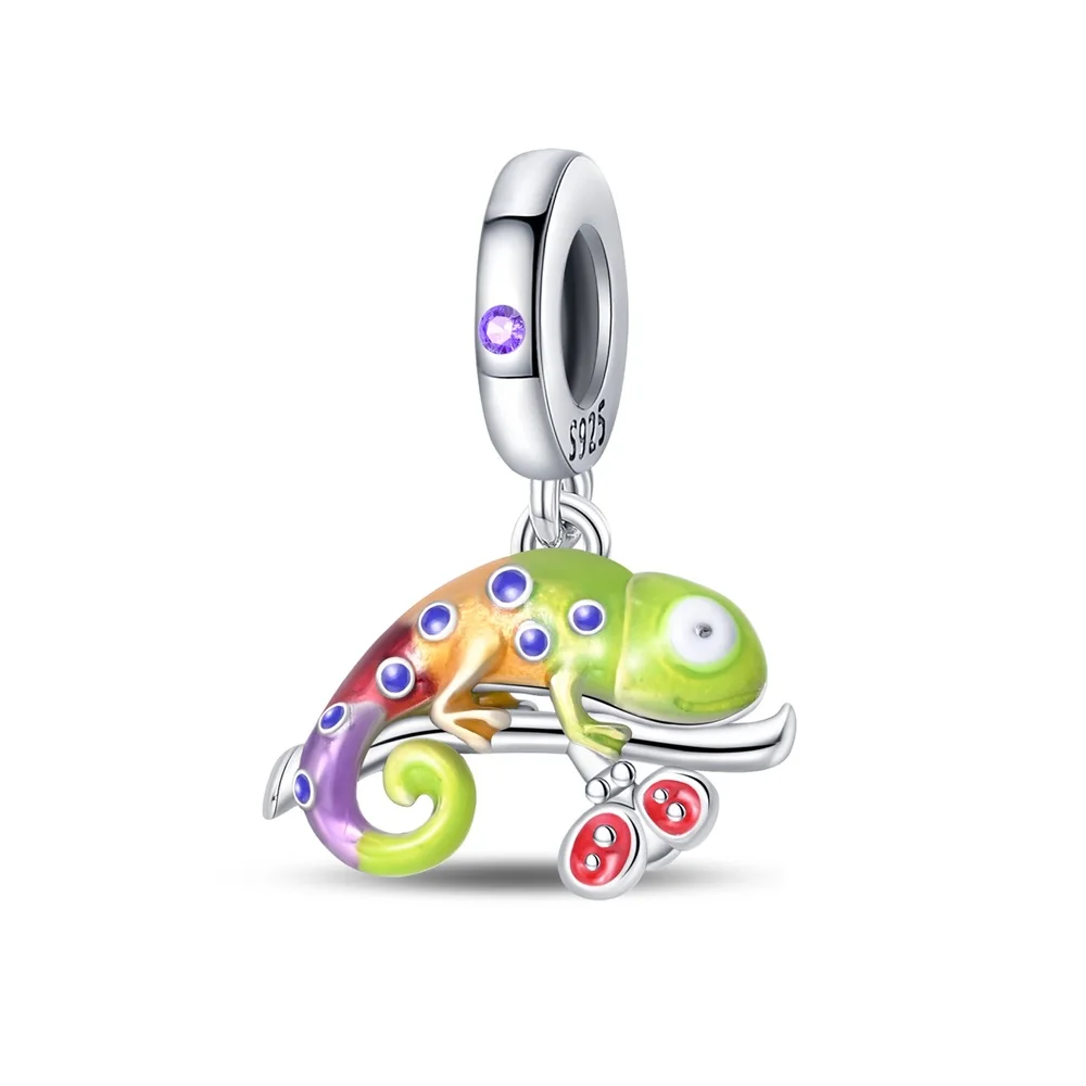 Passend für Original-Charms aus 925er-Sterlingsilber, Farbwechsel-Chamäleon-Charms für Frauen, feiner DIY-Schmuck, Geschenke