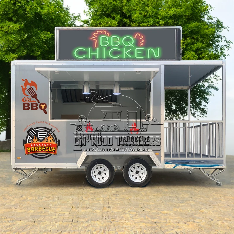 

CN Food Trailer Mobile Kitchen Trailer Fully Equipped Stainless Steel Build for Fast Food Vending of Tacos and Fries