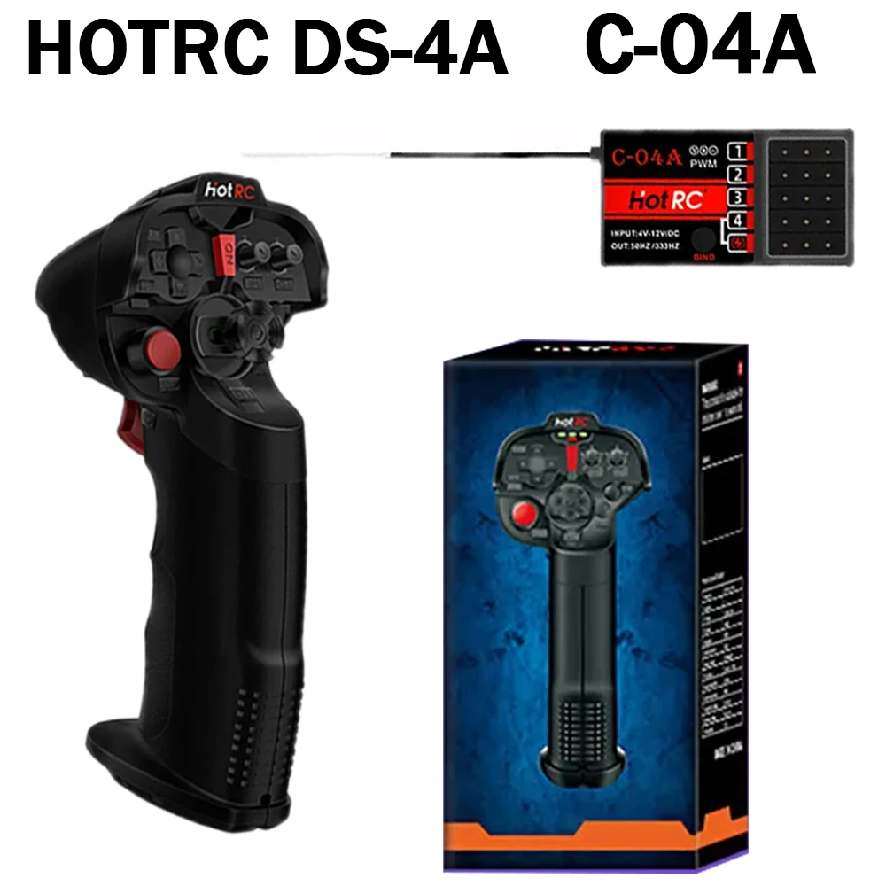 

HotRC DS4A 4-channel remote control transmitter C-04A 4-12V 4CH receiver, suitable for remote control of vehicles and ships