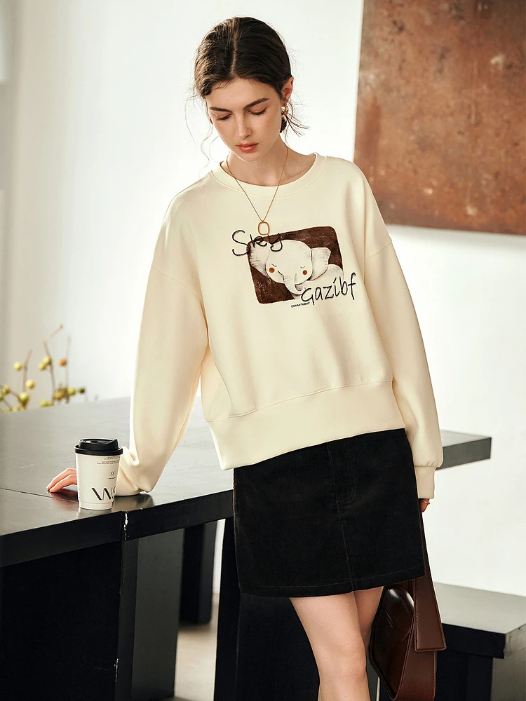 

OLrain French Apricot Sweater Women's Spring 2025 New School Embroidered Crew Neck Top M57CR95822