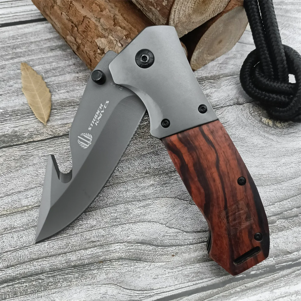 Strider Knives Gut Hook Blade Painted Wood Handles Tolding Pocket Knives Tactical Outdoor Camping EDC Survival Hunting Tools