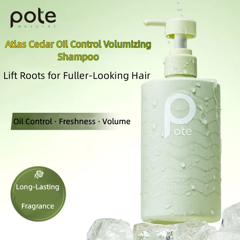 POTE Atlas Cedar Shampoo 505ml Oil Control Volumizing Shampoo Create High Cranial Top Deep Clean Scalp For Greasy Flat Hair