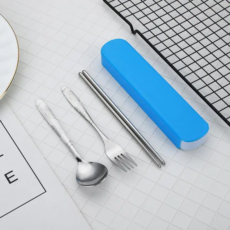 Outdoor Stainless Steel Utensil Set with Compact Travel Case Suitable for Camping Excursions