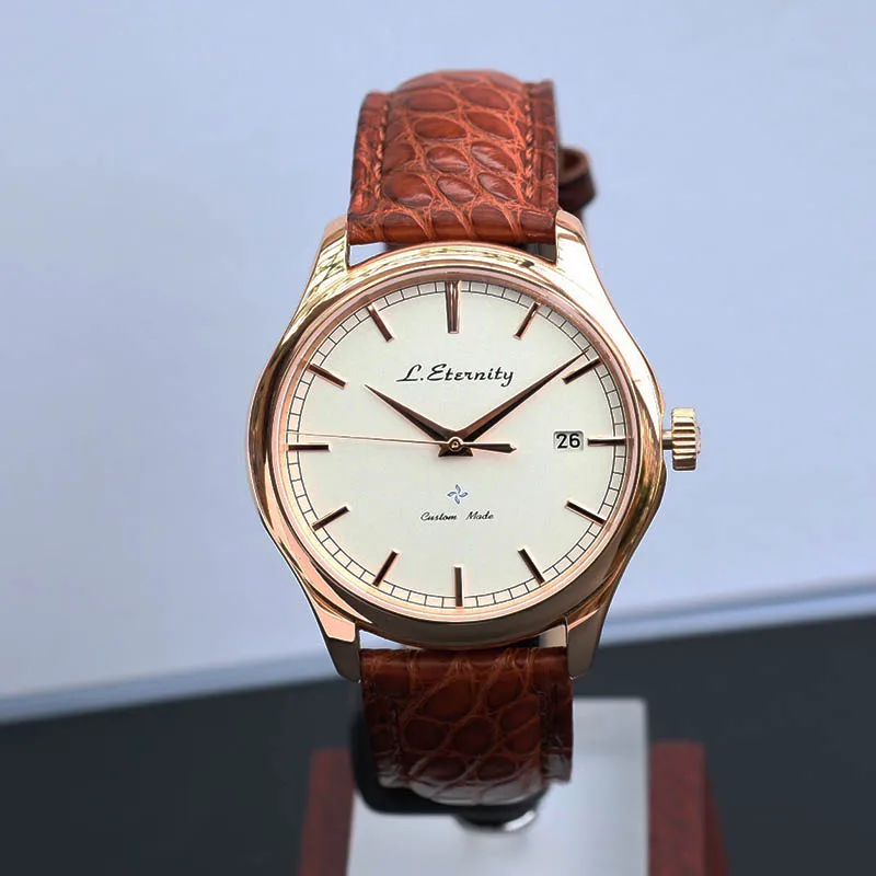 

39mm Simple Ultra-thin Alligator Leather Automatic Mechanical Watch Calendar Waterproof Steel Business Casual Fashion Mens Watch