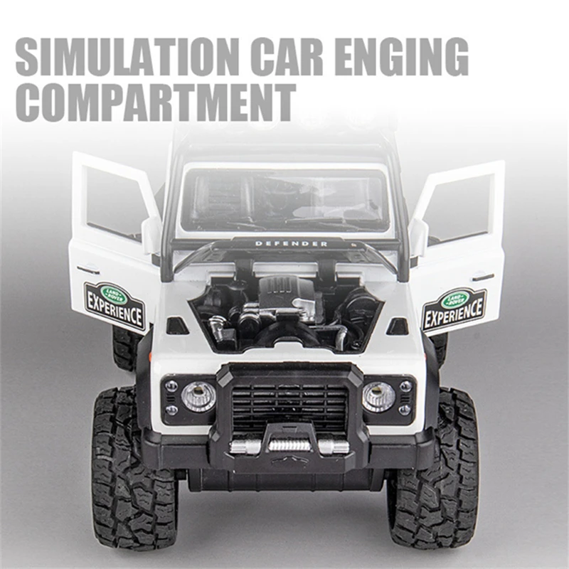 1:32 Land Rover Defender SUV Alloy Car Model Diecast Metal Modified Off-Road Vehicles Model Sound Light Collection Toy Gift