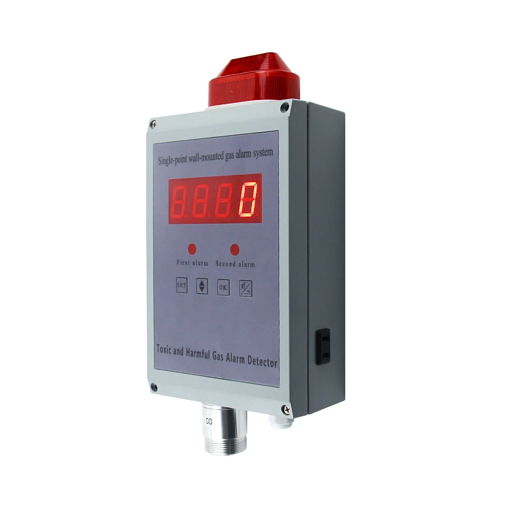 AC220V Wall Mounted Oxygen Detector 0-30%vol O2 Gas Alarm Monitor With Two Replays NO/NC