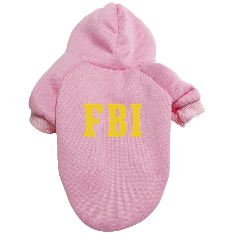 FBI Printed  Police Dog Hoodie Autumn And Winter Sweater Warm Pet Clothes Outdoor Windproof Coat Small Medium Dog Clothes