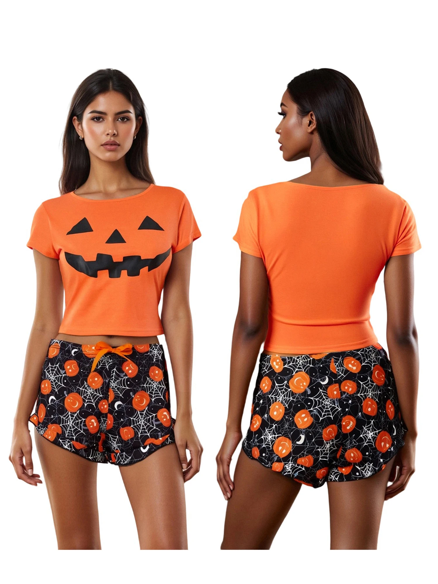 

Женский костюм на Хэллоуин, комплект с длинными рукавами, шляпа ведьмы, топ с принтом и черным кошачьим узором, леггинсы, одежда для сна, наряд для косплея