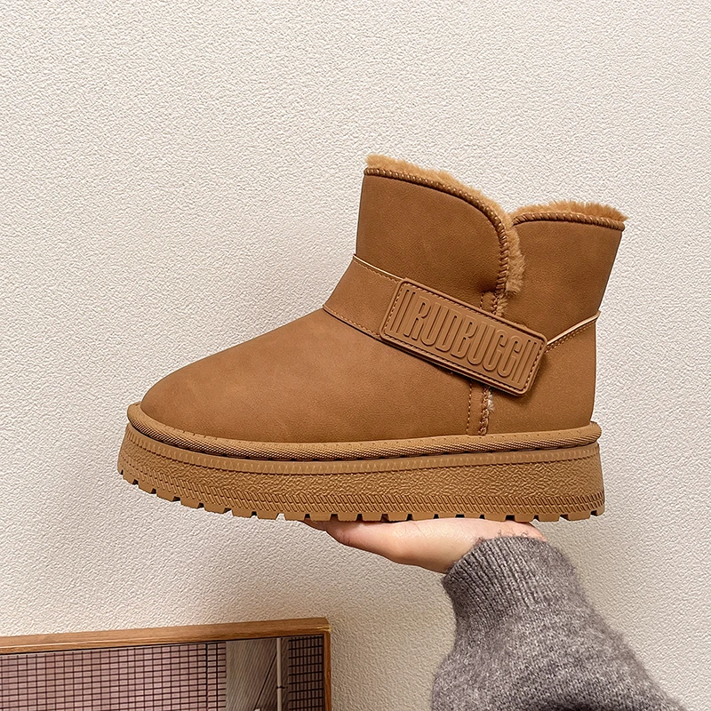2026 New Fur Platform Women Ankle Boots Flats Suede Warm Shoes Woman Trend Designer Brand Short Plush Cozy Femme Snow Botas
