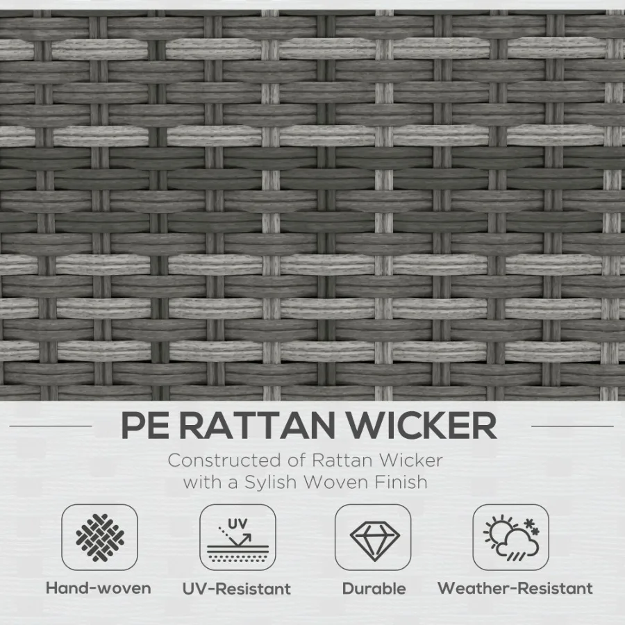 Juego de muebles de jardín de mimbre de 5 piezas, seccional de ratán PE gris para exteriores con cojines acolchados gruesos y almacenamiento