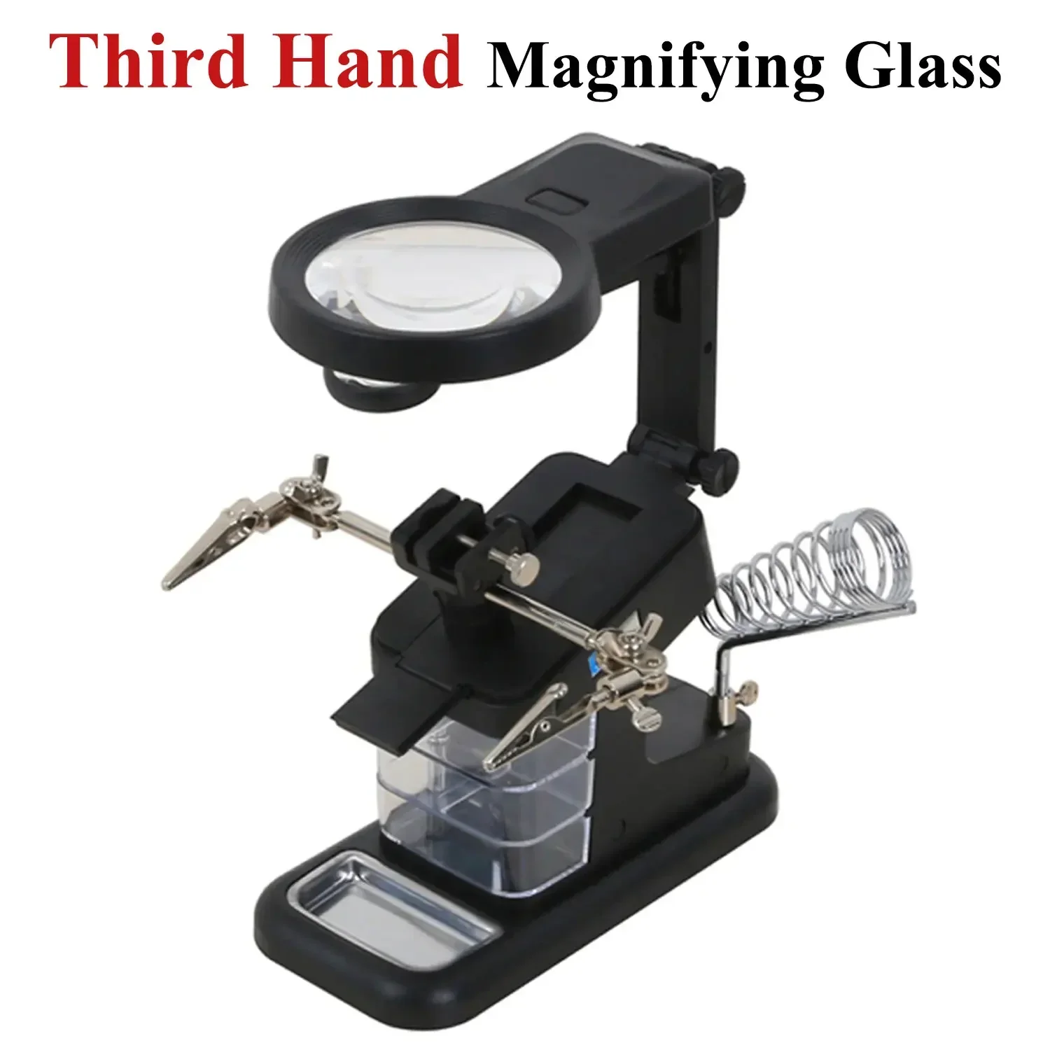 

Welding Magnifying Glass with LED Light Clip 3X 4.5X 25X Illuminated Magnifier Third Helping Hand Soldering Station Repair Tool