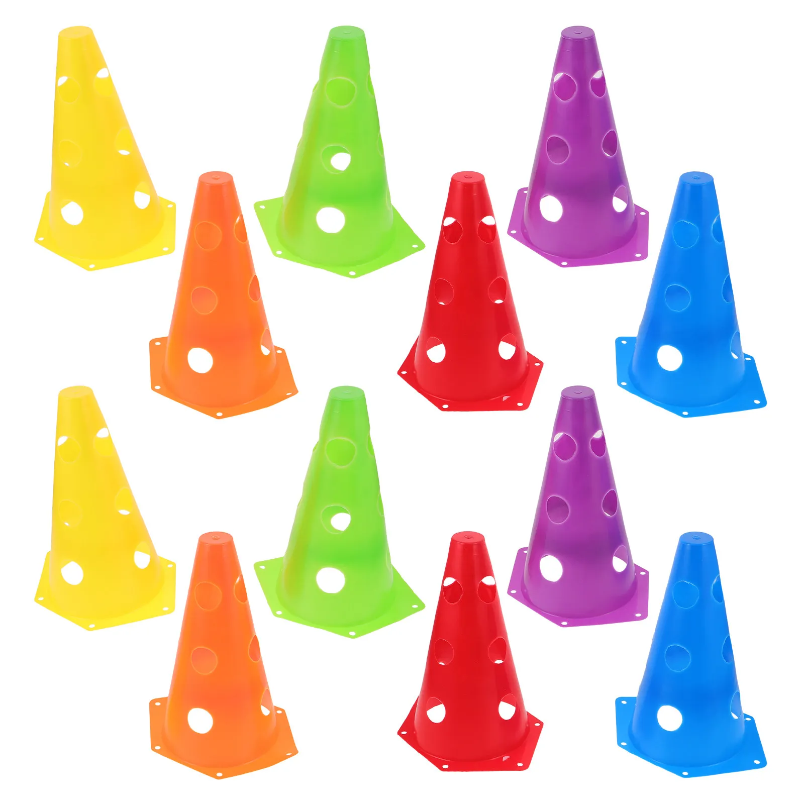 12Pcs Hexagon Soccer Training Cones Stable Flat Edges Plastic Multi-Sport Agility Cones for Football Drills Equipment