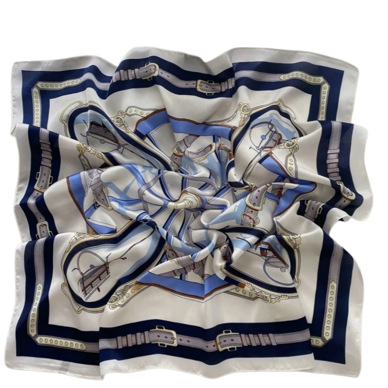 Fashionable Vintage Print Square Scarf for Women Stylish Shirt Collar Necktie Versatile Hairband And Scarf Combo High-End Feel view 2