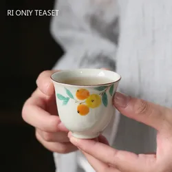 1 Pc Chinese Ceramic Tea Cup Handmade Flower Pattern Tea Bowl Porcelain Teacup Household Teaware Travel Personal Meditation Cup