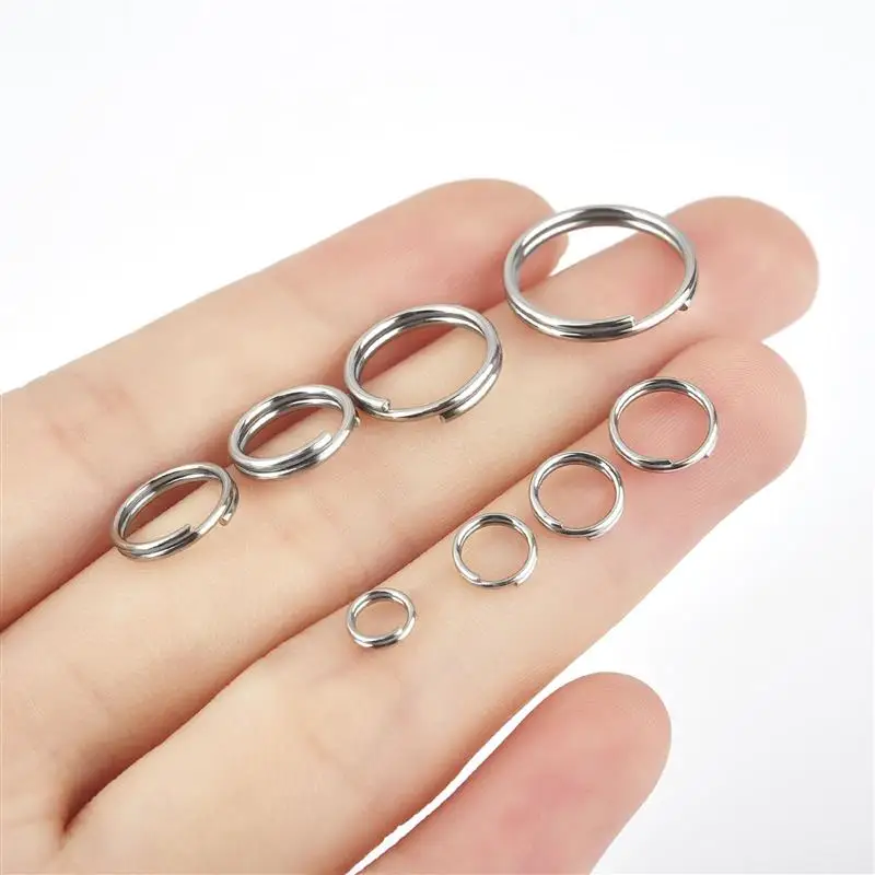 100pcs/lot 5-12mm Stainless Steel Open Double Jump Rings for DIY Key Double Split Ring Connectors For Jewelry Making Accessories